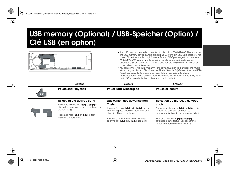 Alpine iDE-178BT User Manual | Page 19 / 112