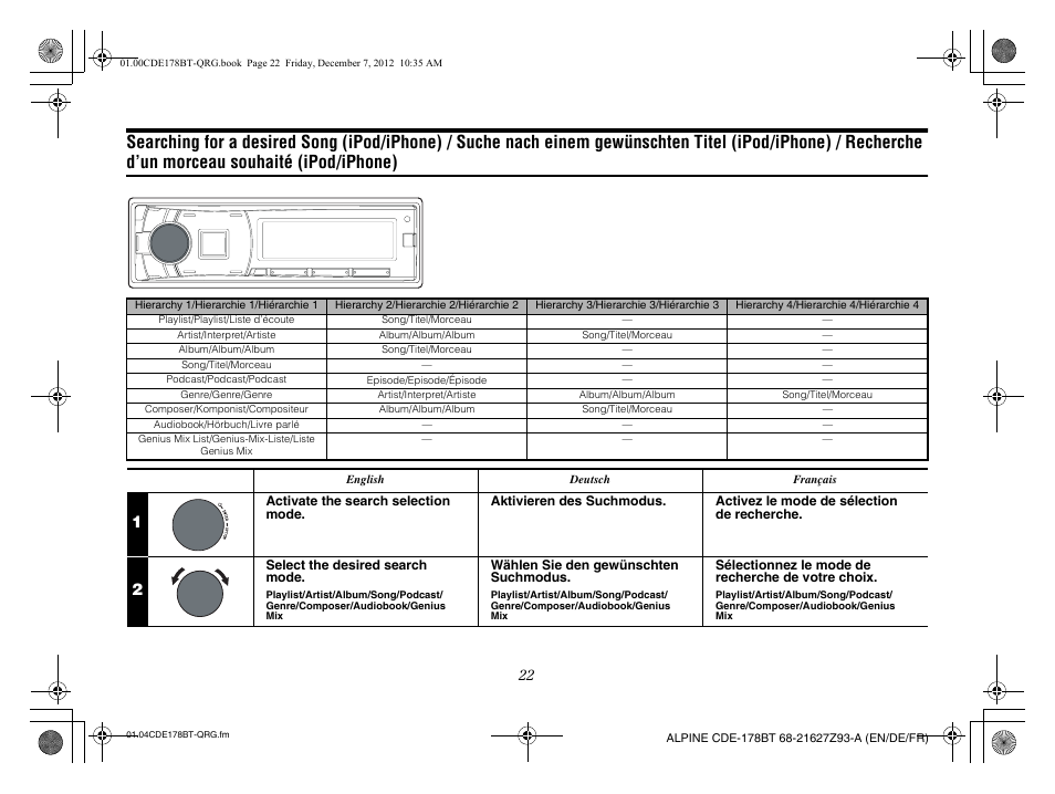 Alpine iDE-178BT User Manual | Page 24 / 112