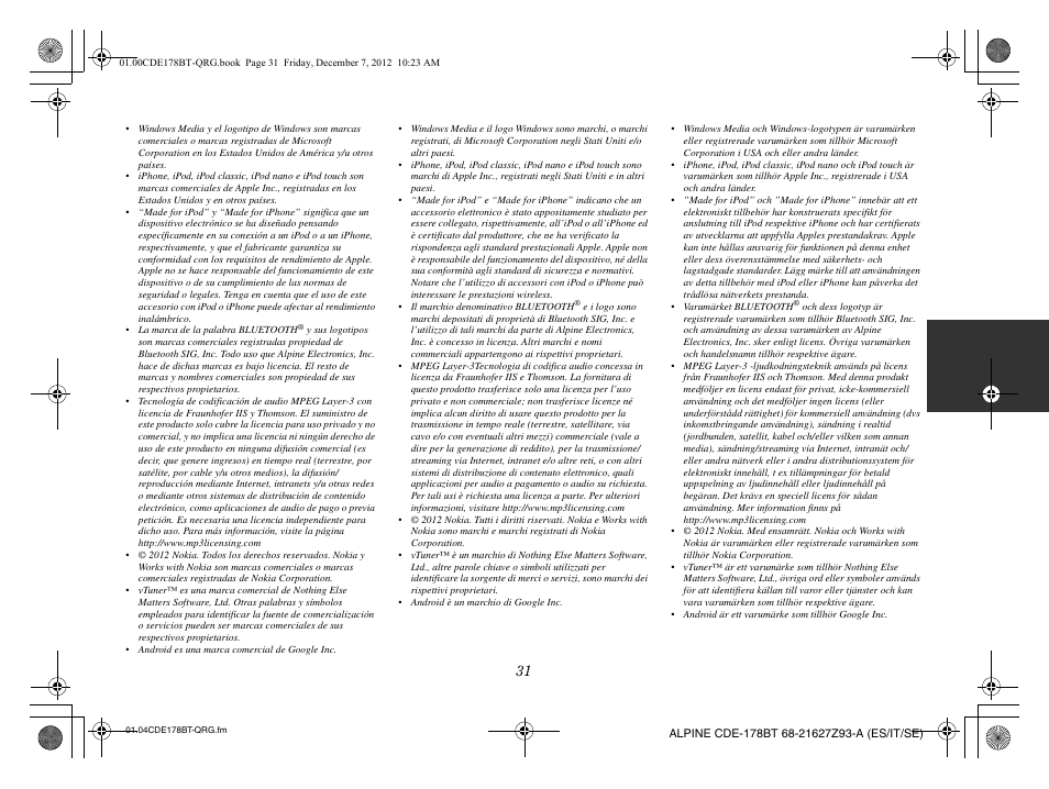 Alpine iDE-178BT User Manual | Page 69 / 112