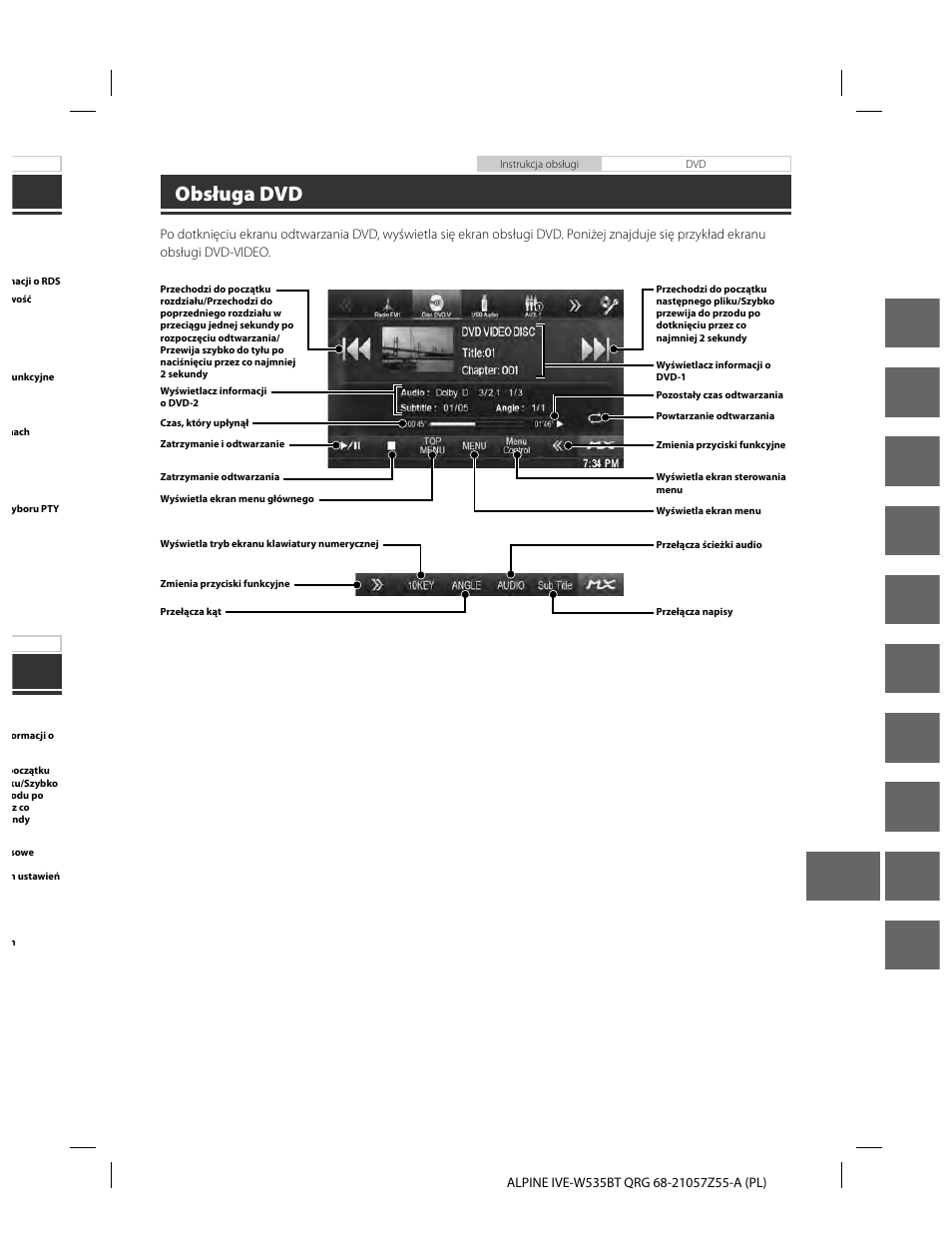 En de fr es it se nl ru pl gr, Obsługa dvd | Alpine IVE-W535BT User Manual | Page 137 / 164