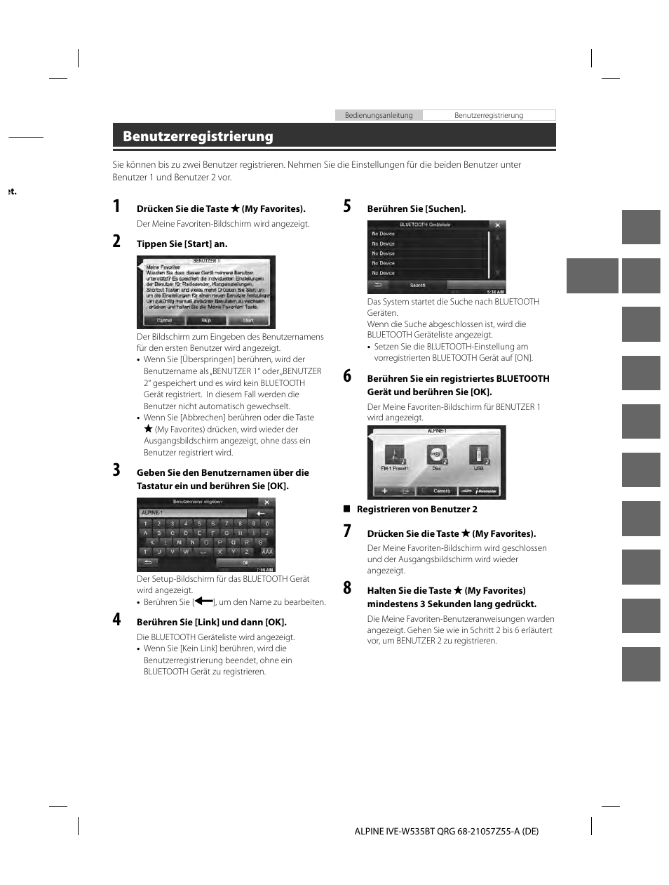 En de fr es it se nl ru pl gr, Benutzerregistrierung | Alpine IVE-W535BT User Manual | Page 23 / 164