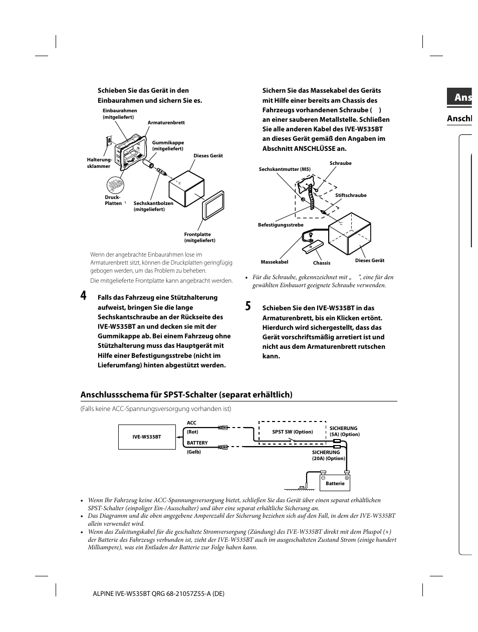 Anschl | Alpine IVE-W535BT User Manual | Page 30 / 164