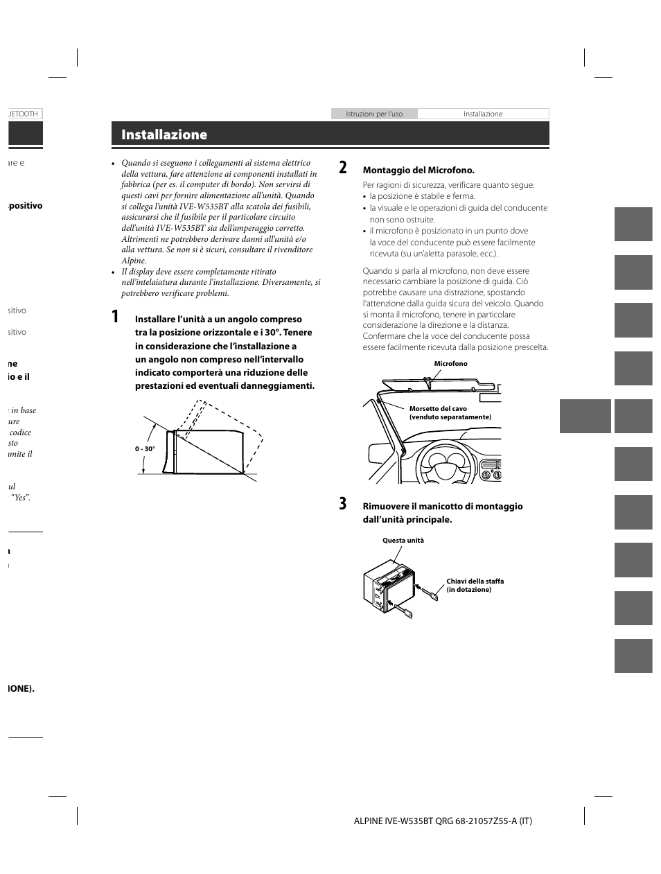 En de fr es it se nl ru pl gr, Installazione | Alpine IVE-W535BT User Manual | Page 77 / 164