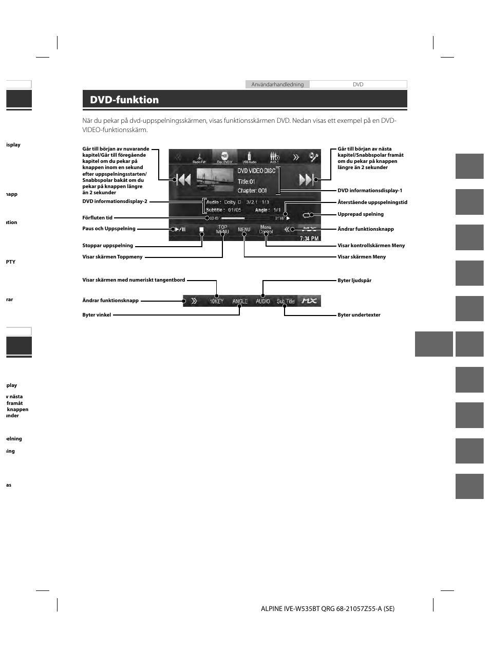 En de fr es it se nl ru pl gr, Dvd-funktion | Alpine IVE-W535BT User Manual | Page 89 / 164