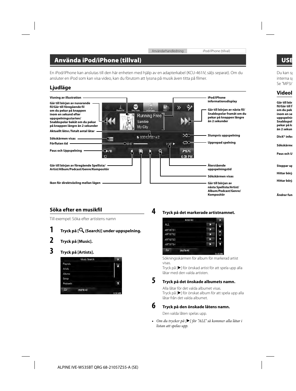 Använda ipod/iphone (tillval) | Alpine IVE-W535BT User Manual | Page 90 / 164