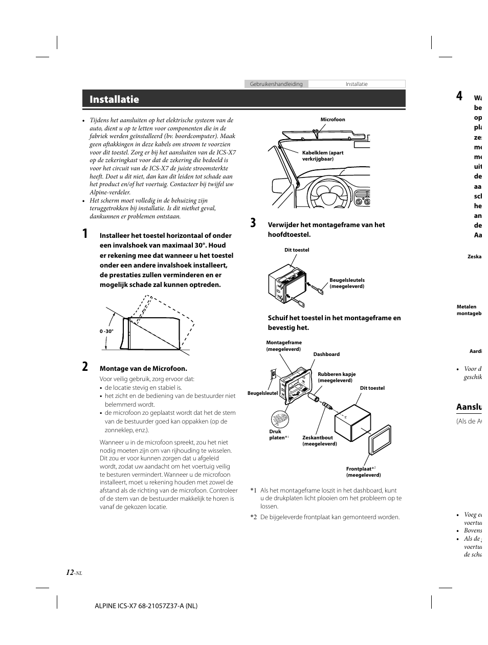 Installatie, Aanslu | Alpine ICS-X7 User Manual | Page 122 / 164