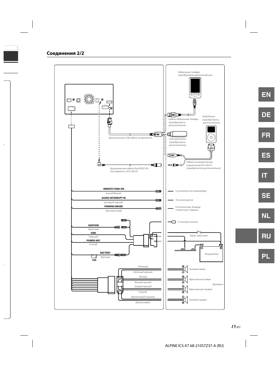 En de fr es it se nl ru pl, Соединения 2/2 | Alpine ICS-X7 User Manual | Page 143 / 164