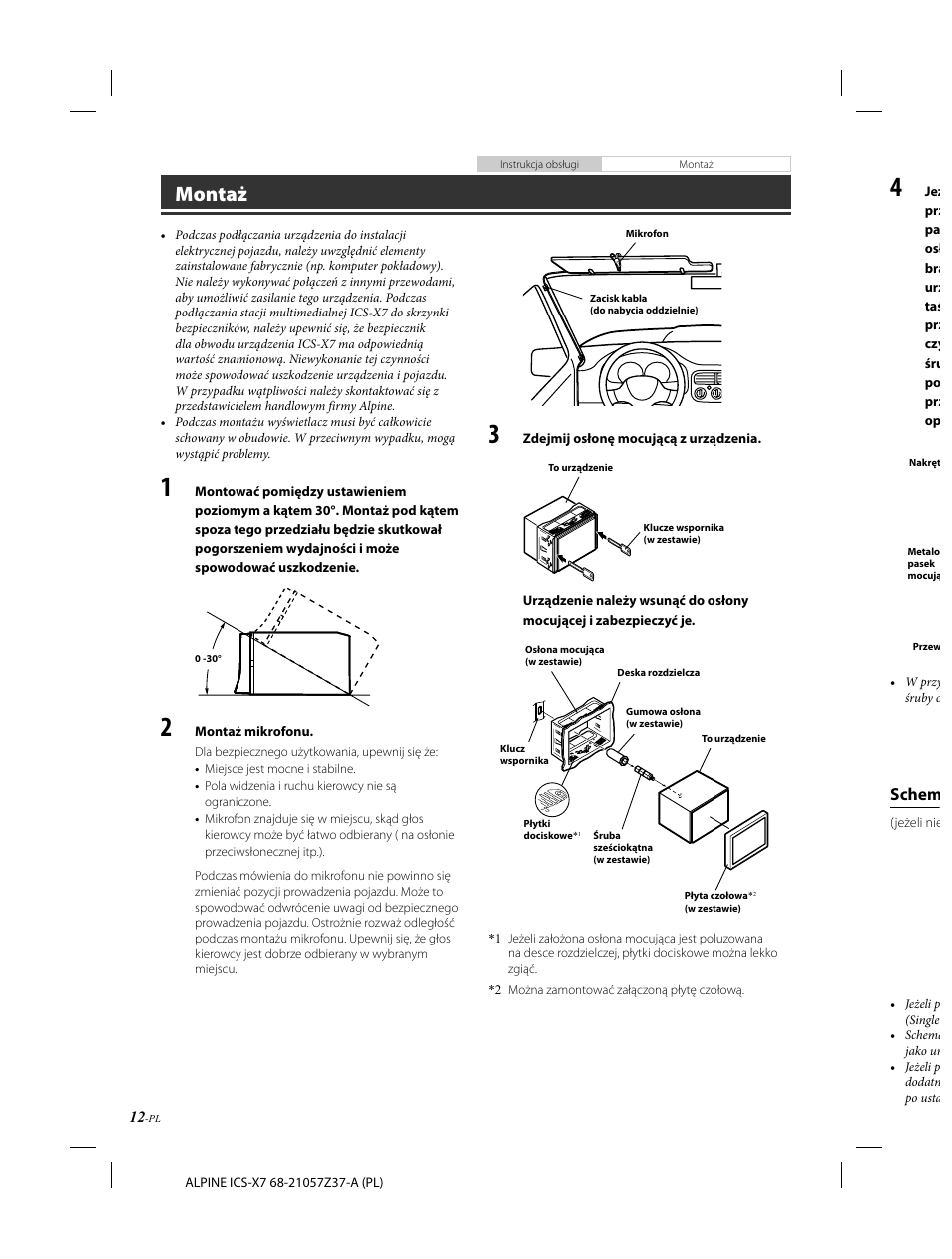 Montaż, Schem | Alpine ICS-X7 User Manual | Page 158 / 164