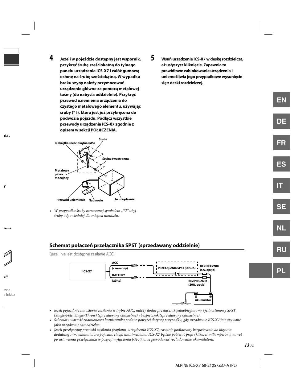 En de fr es it se nl ru pl | Alpine ICS-X7 User Manual | Page 159 / 164