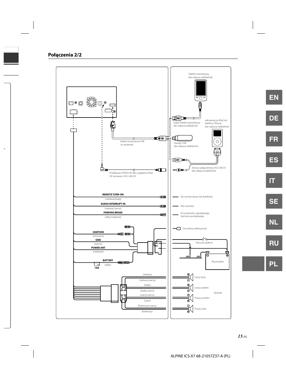 En de fr es it se nl ru pl, Połączenia 2/2 | Alpine ICS-X7 User Manual | Page 161 / 164