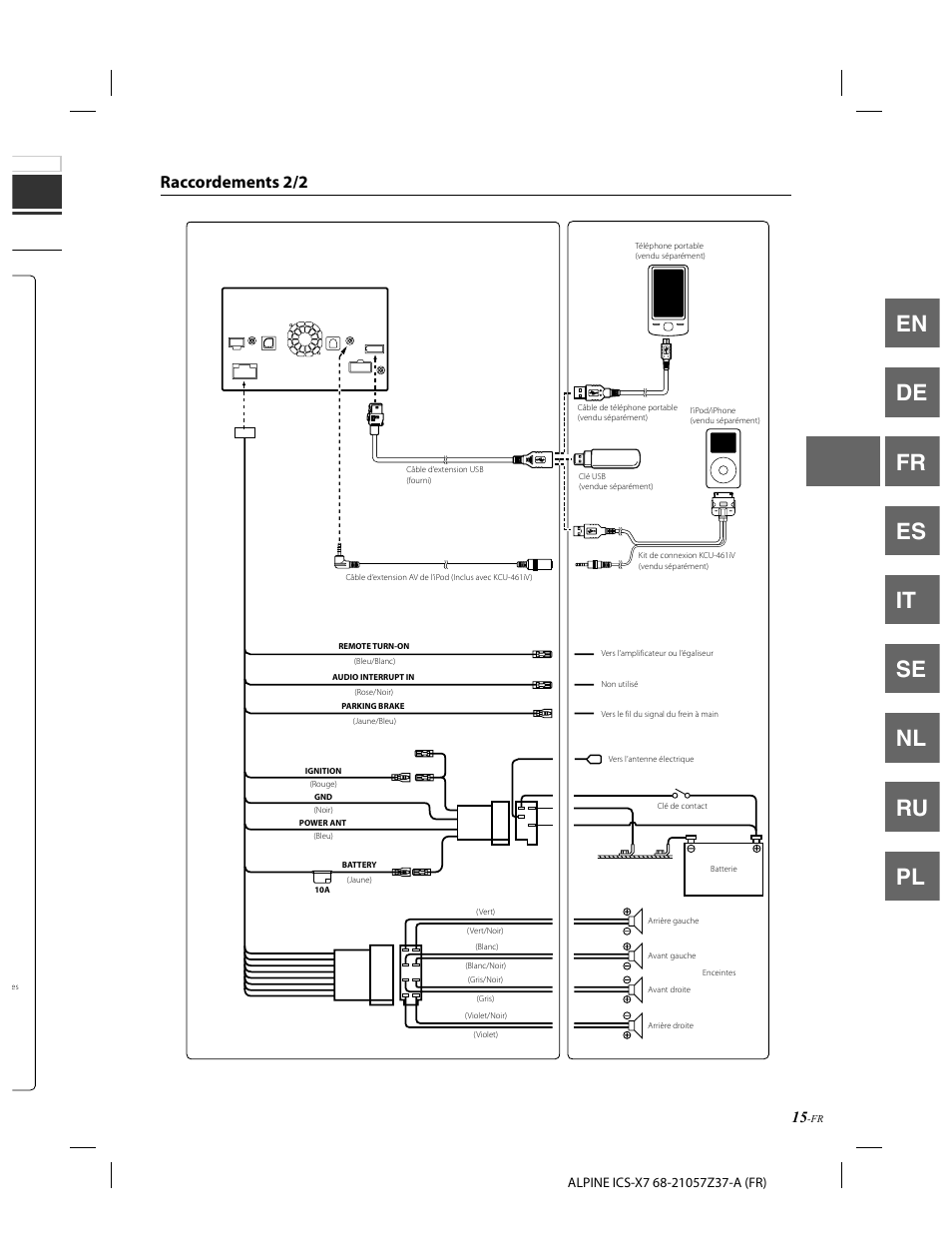 En de fr es it se nl ru pl, Raccordements 2/2 | Alpine ICS-X7 User Manual | Page 53 / 164