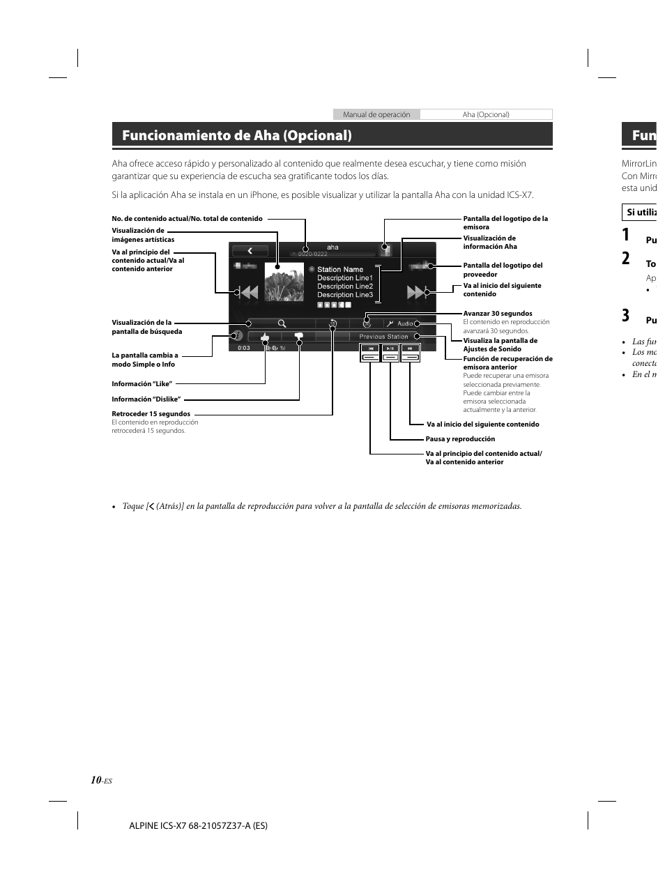Funcionamiento de aha (opcional) | Alpine ICS-X7 User Manual | Page 66 / 164