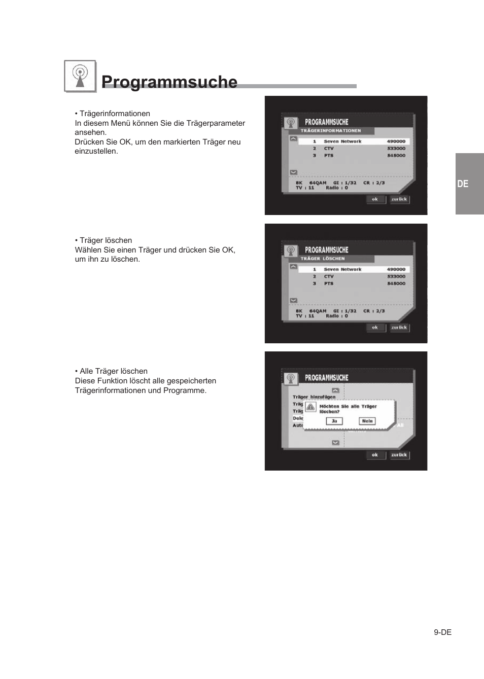 Programmsuche | Alpine TUE-T150DV User Manual | Page 27 / 140