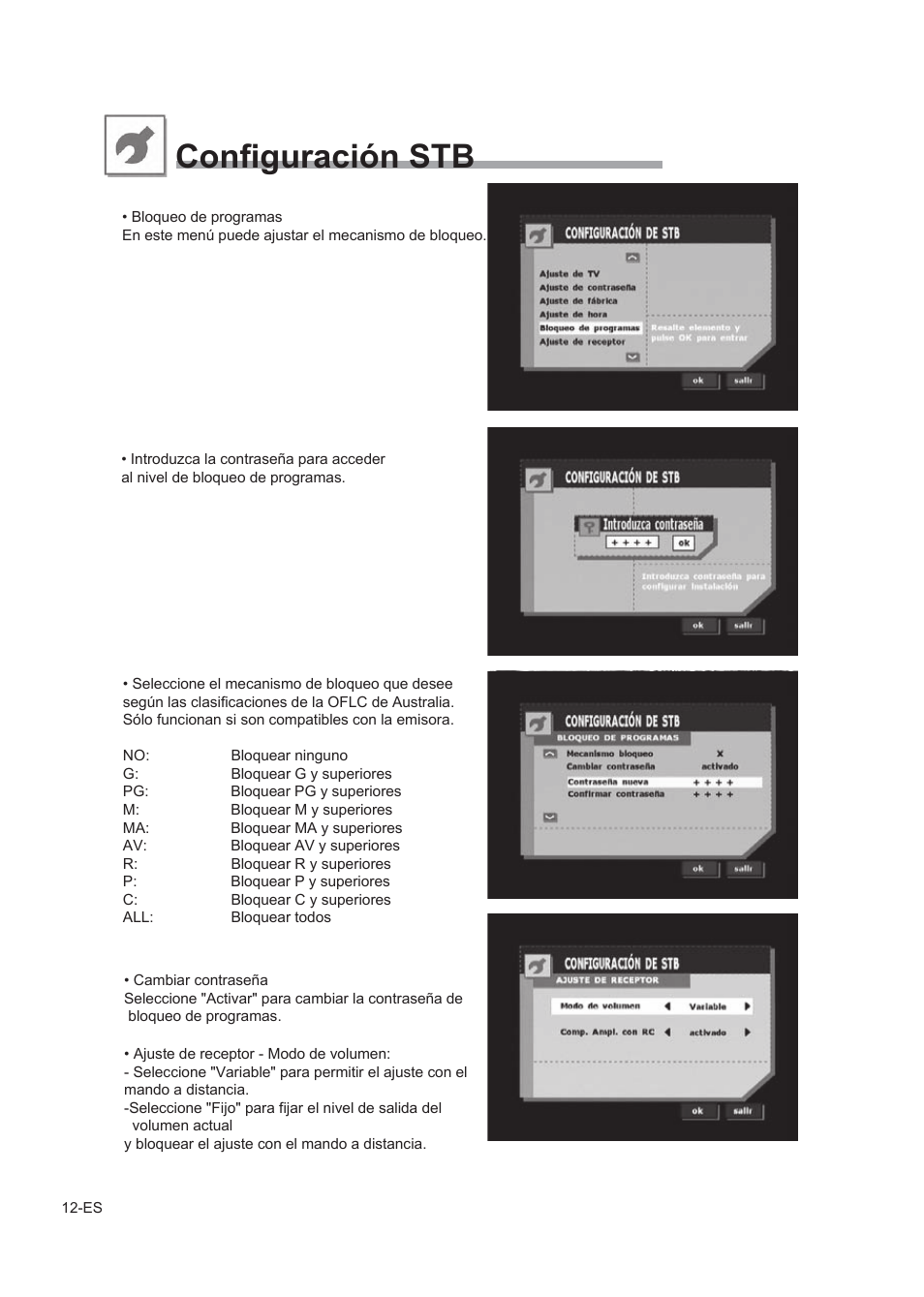 Configuración stb | Alpine TUE-T150DV User Manual | Page 70 / 140