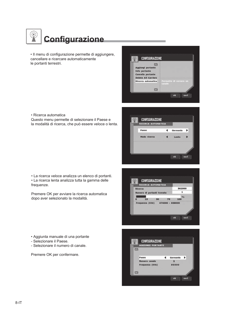 Configurazione | Alpine TUE-T150DV User Manual | Page 86 / 140