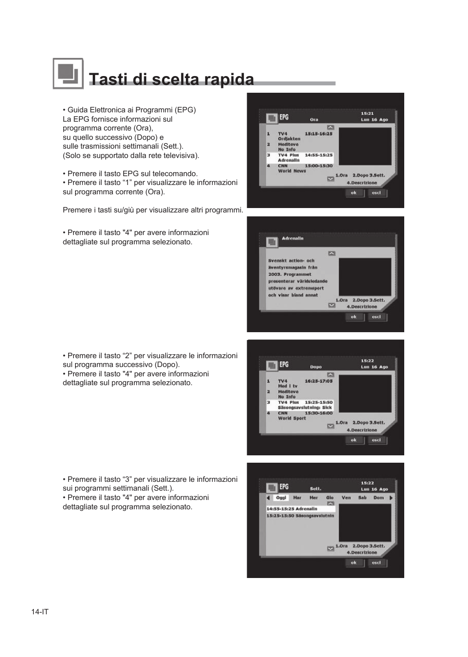 Tasti di scelta rapida | Alpine TUE-T150DV User Manual | Page 92 / 140