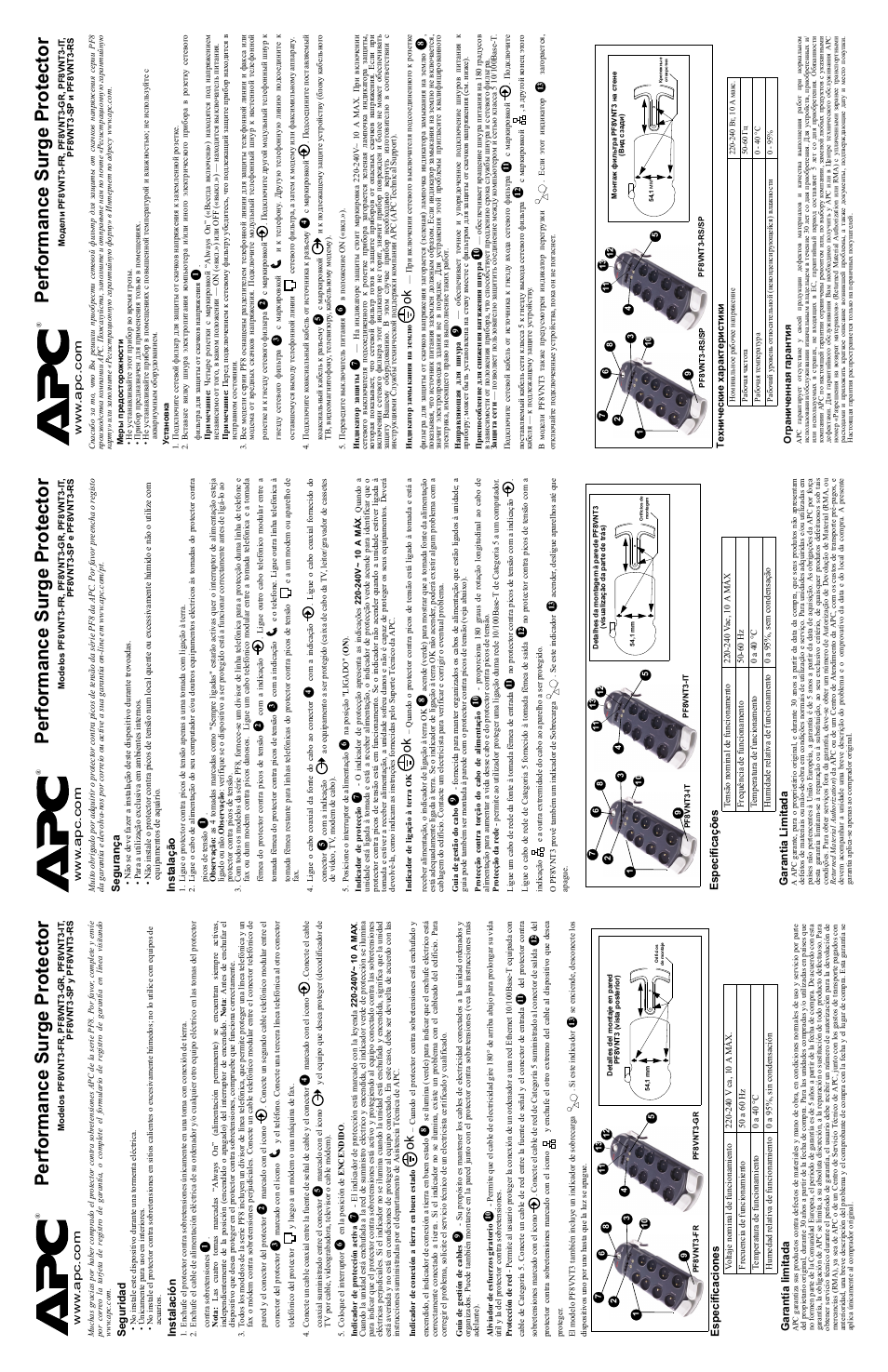 Performance surge protector | APC PF8VNT3-RS User Manual | Page 3 / 6