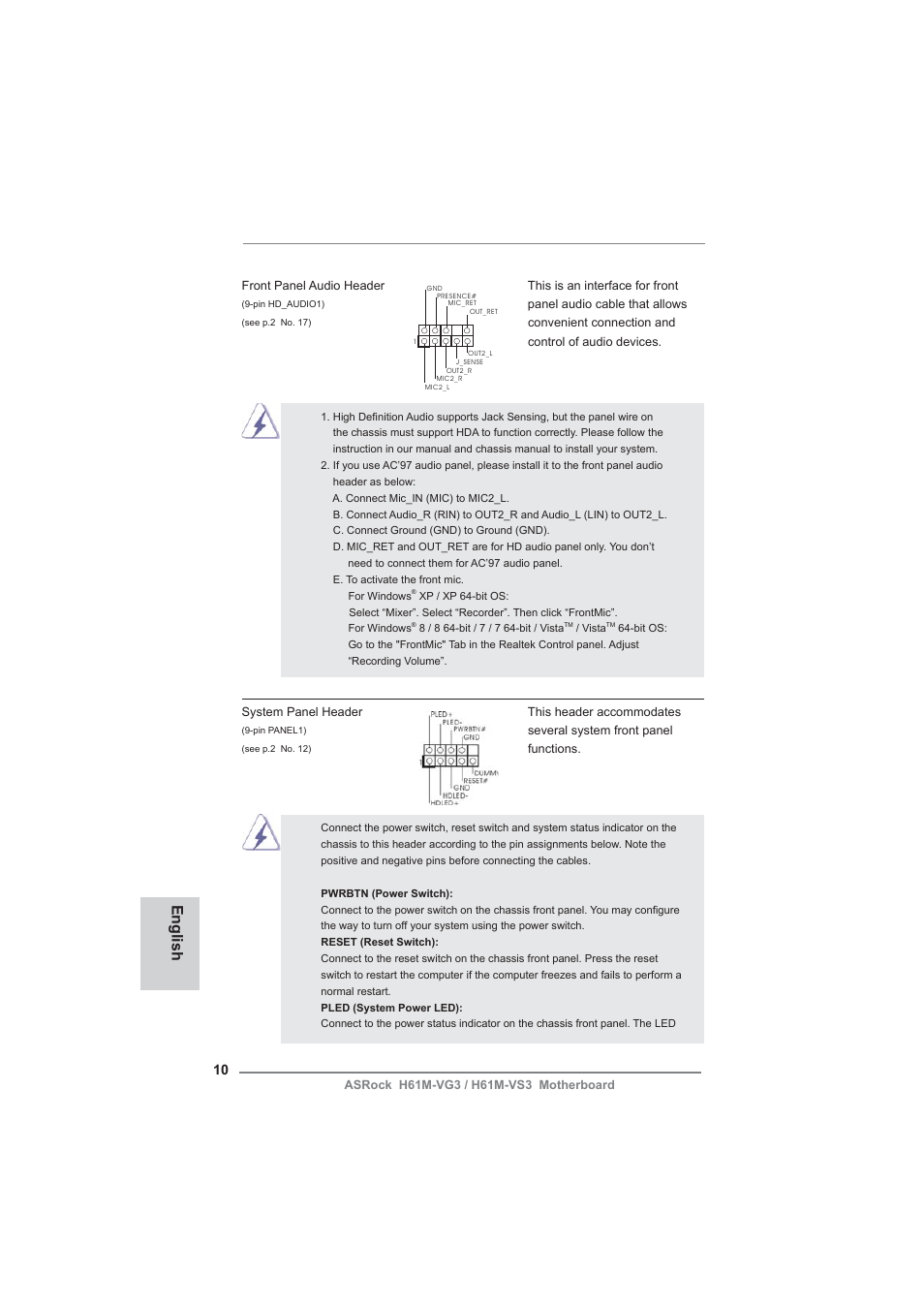 English | ASRock H61M-VG3 User Manual | Page 10 / 48