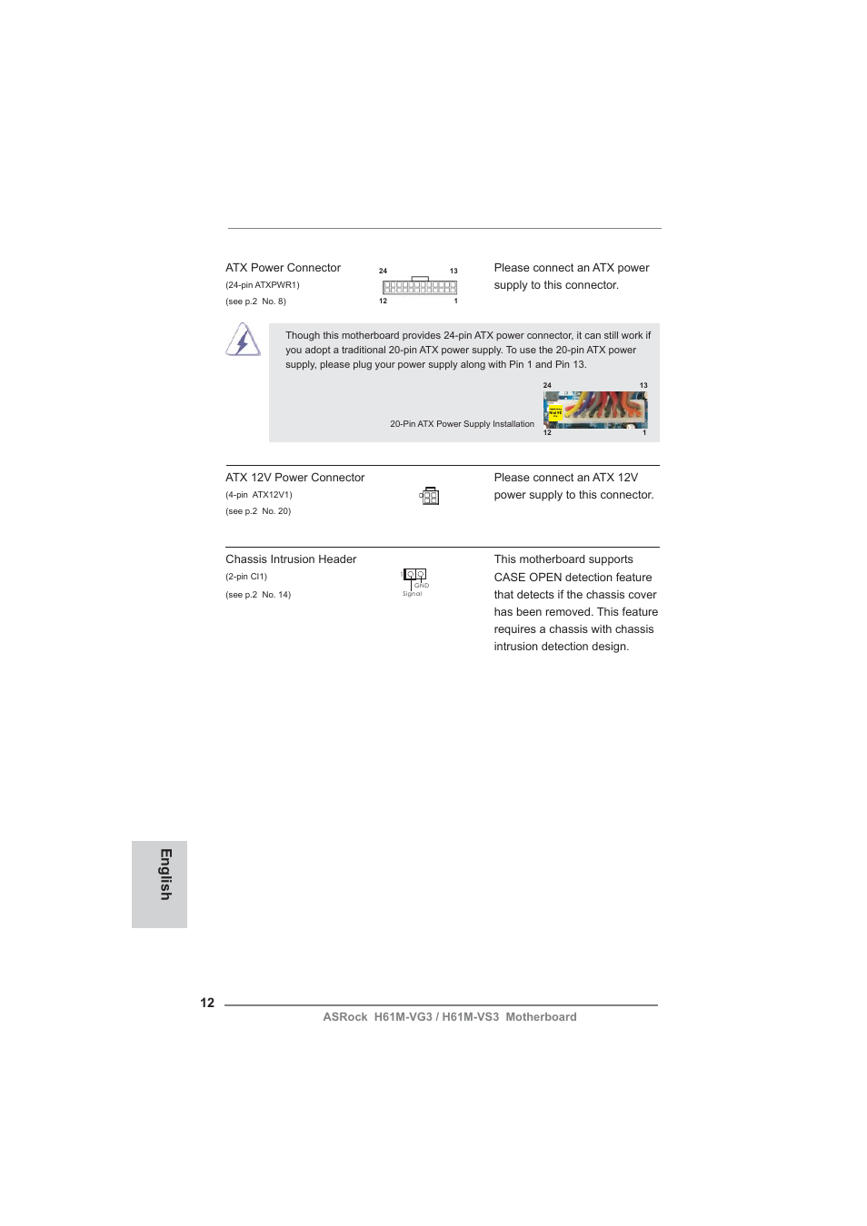 English | ASRock H61M-VG3 User Manual | Page 12 / 48