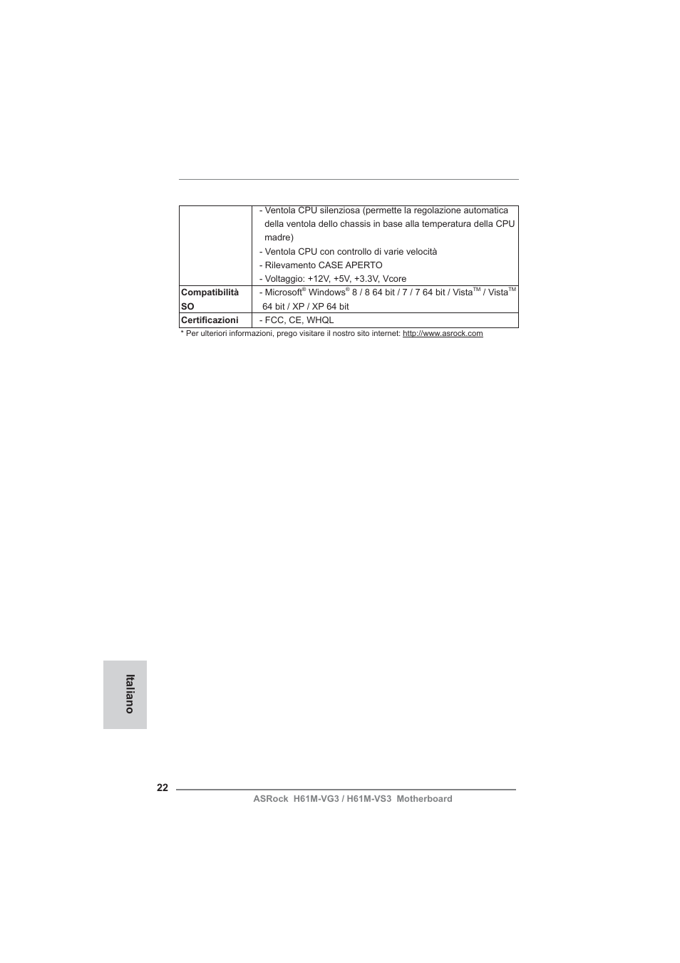 Italiano | ASRock H61M-VG3 User Manual | Page 22 / 48