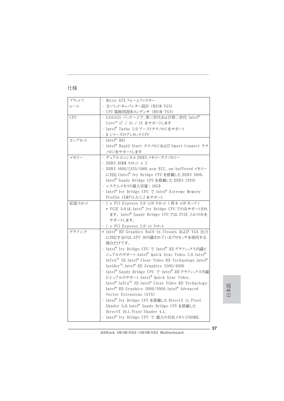 Japanese | ASRock H61M-VG3 User Manual | Page 37 / 48