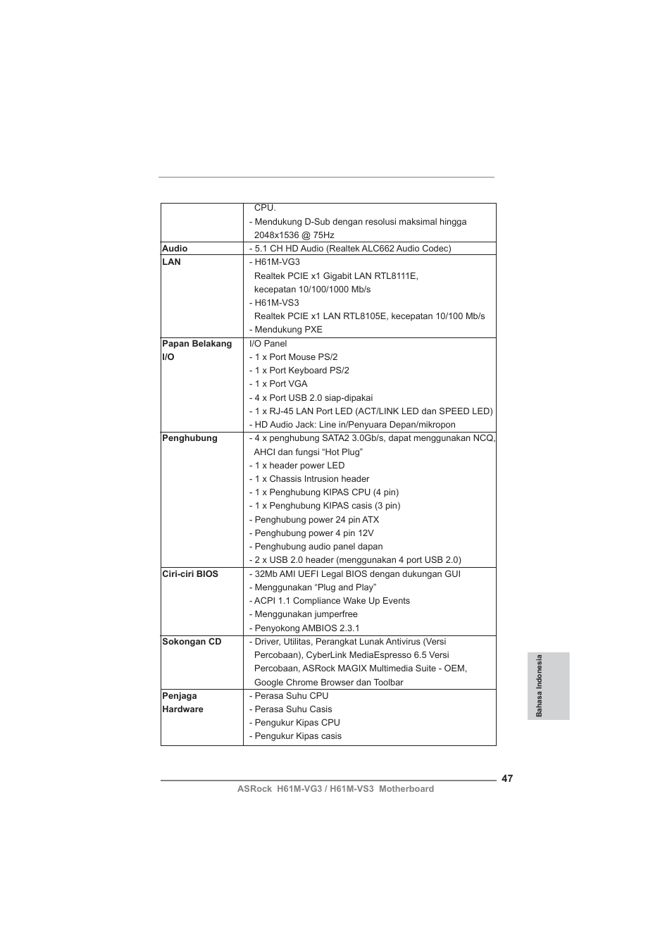 ASRock H61M-VG3 User Manual | Page 47 / 48
