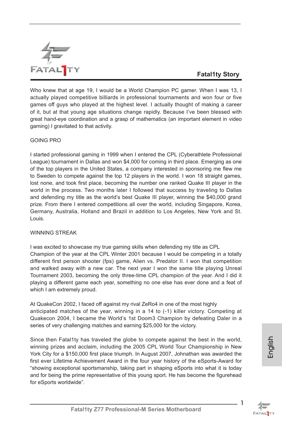ASRock Fatal1ty Z77 Professional-M User Manual | 245 pages