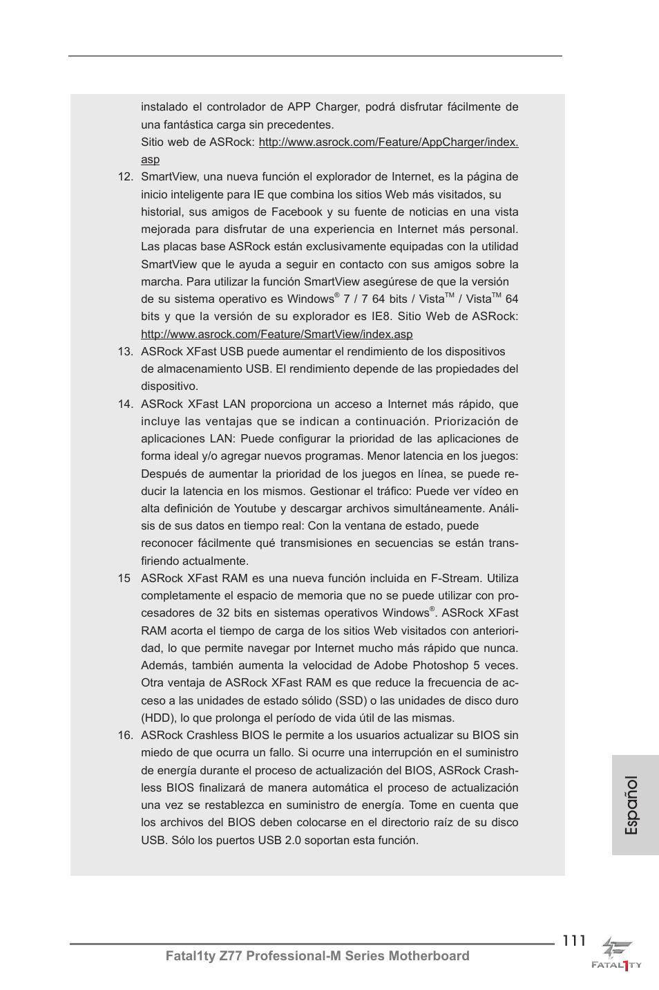 Español | ASRock Fatal1ty Z77 Professional-M User Manual | Page 111 / 245