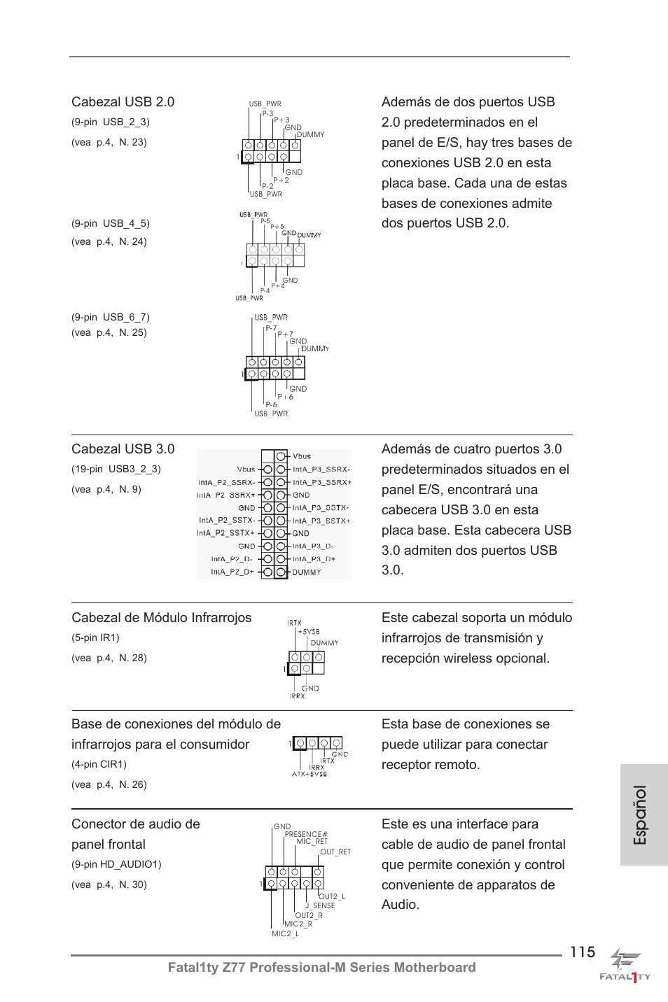 Español | ASRock Fatal1ty Z77 Professional-M User Manual | Page 115 / 245
