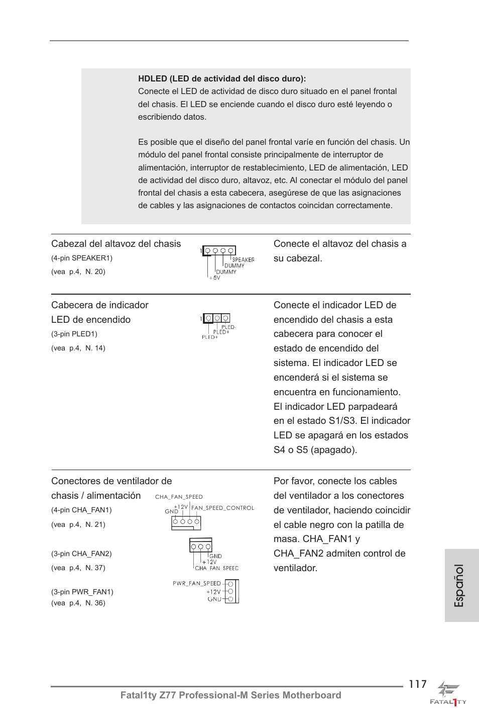 Español | ASRock Fatal1ty Z77 Professional-M User Manual | Page 117 / 245
