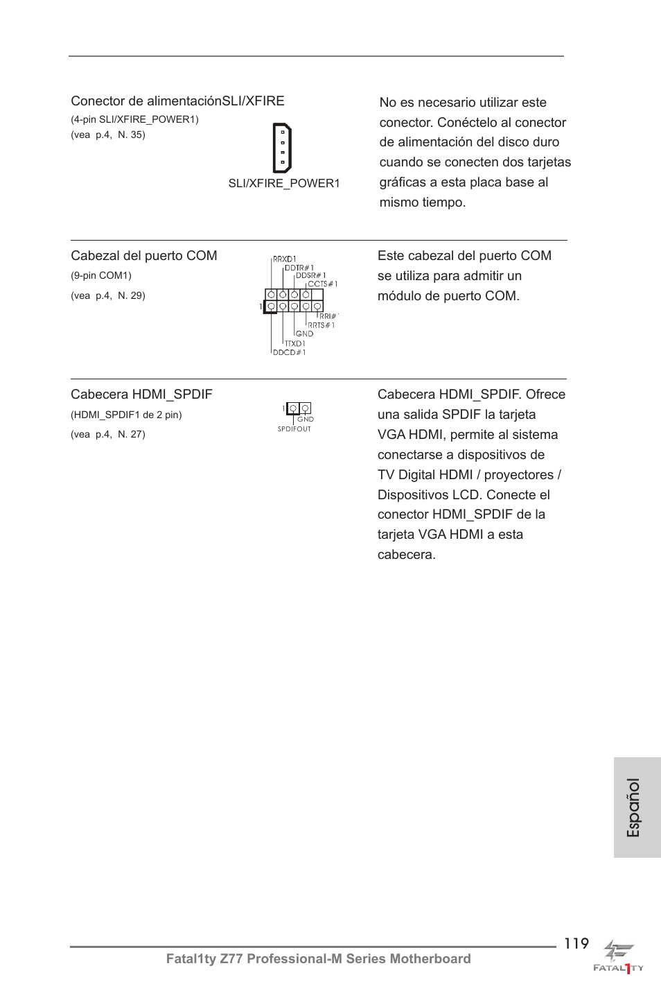 Español | ASRock Fatal1ty Z77 Professional-M User Manual | Page 119 / 245