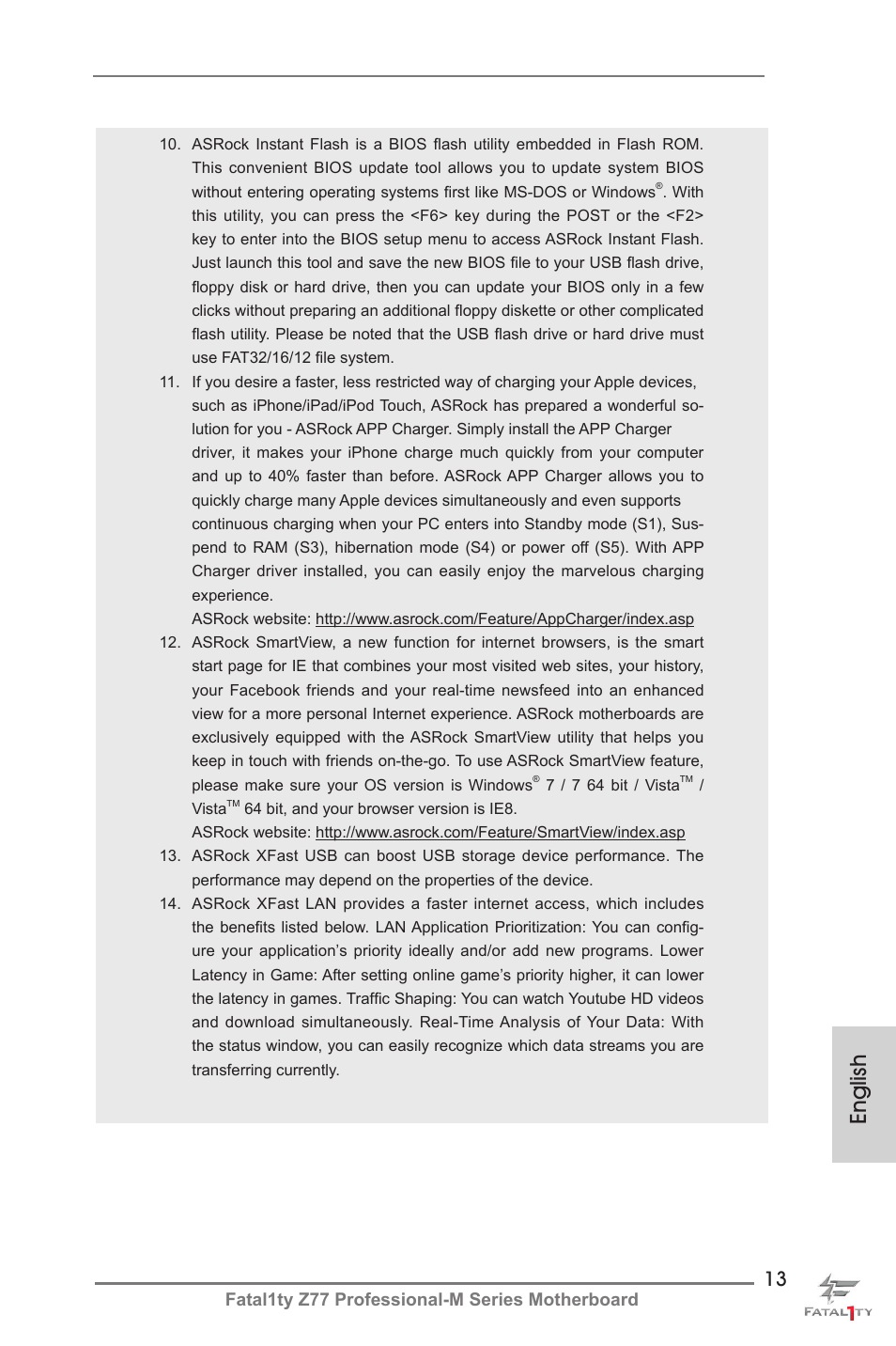 English | ASRock Fatal1ty Z77 Professional-M User Manual | Page 13 / 245