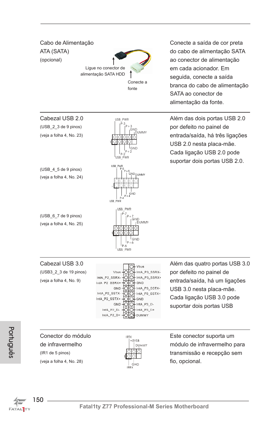 Por tuguês | ASRock Fatal1ty Z77 Professional-M User Manual | Page 150 / 245