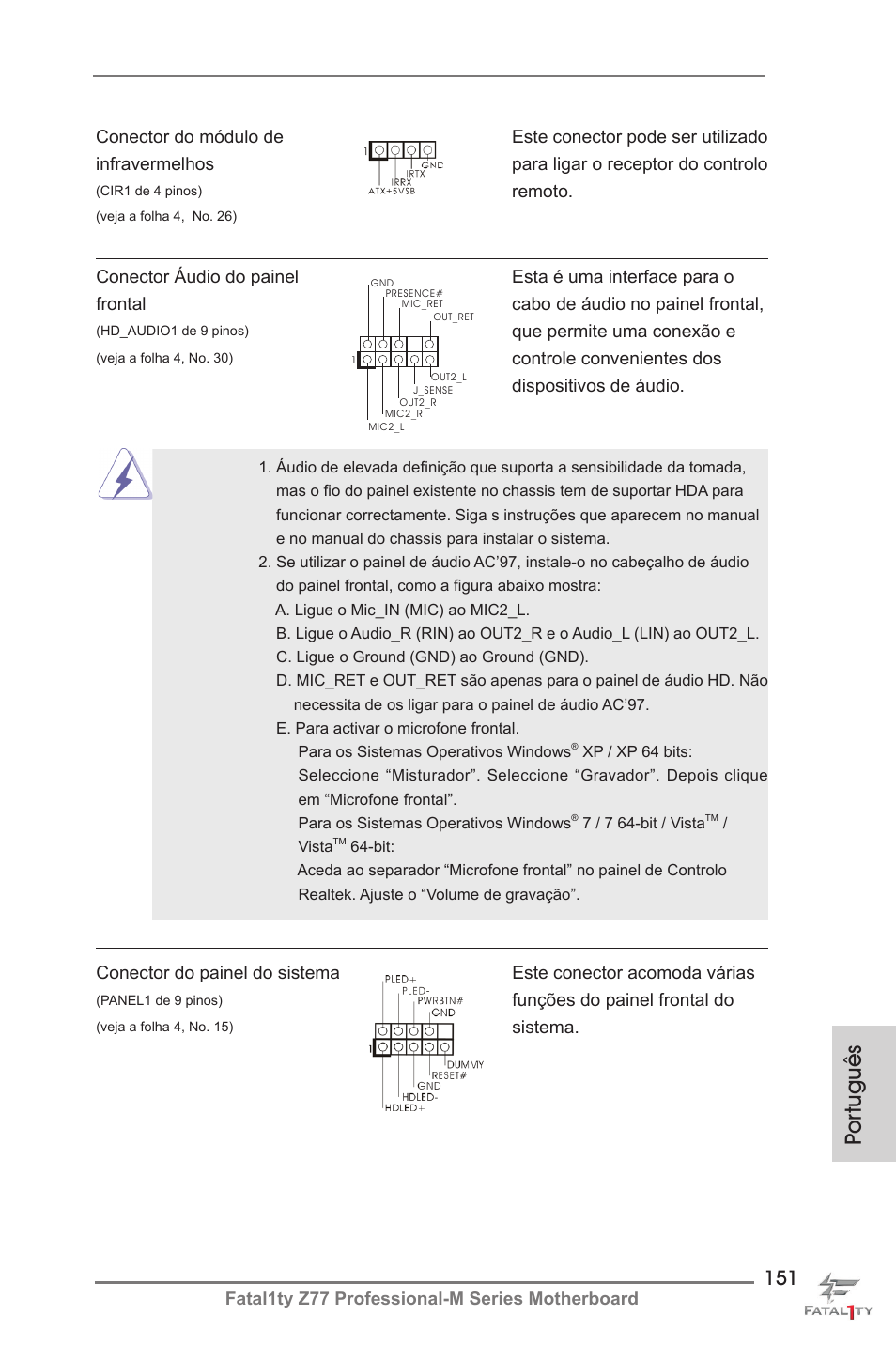 Por tuguês | ASRock Fatal1ty Z77 Professional-M User Manual | Page 151 / 245