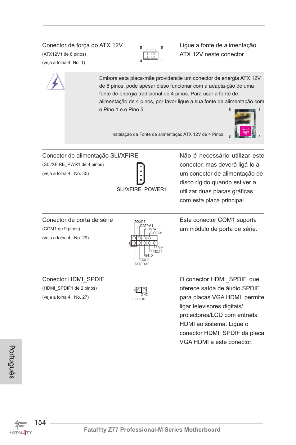 Por tuguês | ASRock Fatal1ty Z77 Professional-M User Manual | Page 154 / 245