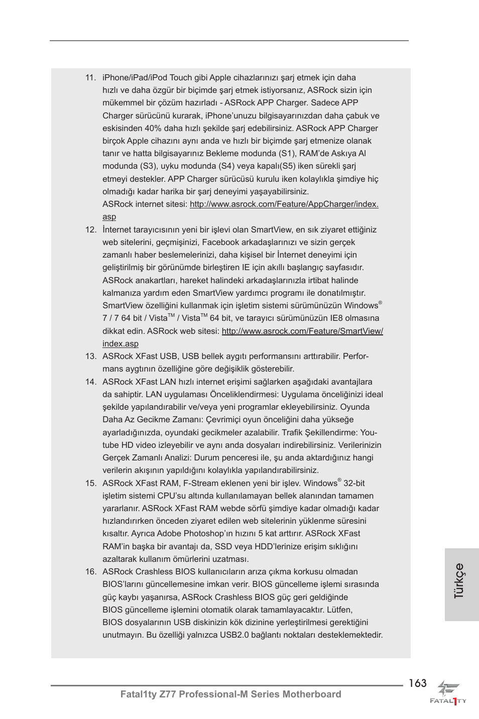 Türkçe | ASRock Fatal1ty Z77 Professional-M User Manual | Page 163 / 245
