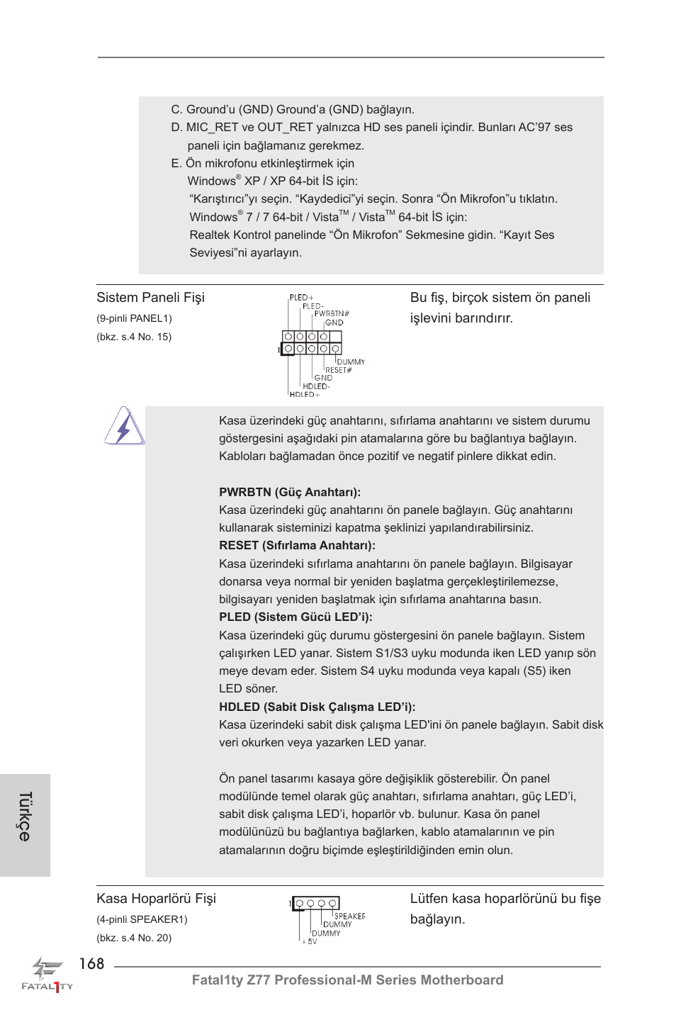 Türkçe | ASRock Fatal1ty Z77 Professional-M User Manual | Page 168 / 245
