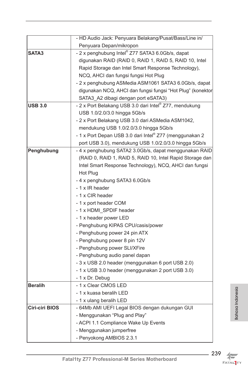 ASRock Fatal1ty Z77 Professional-M User Manual | Page 239 / 245