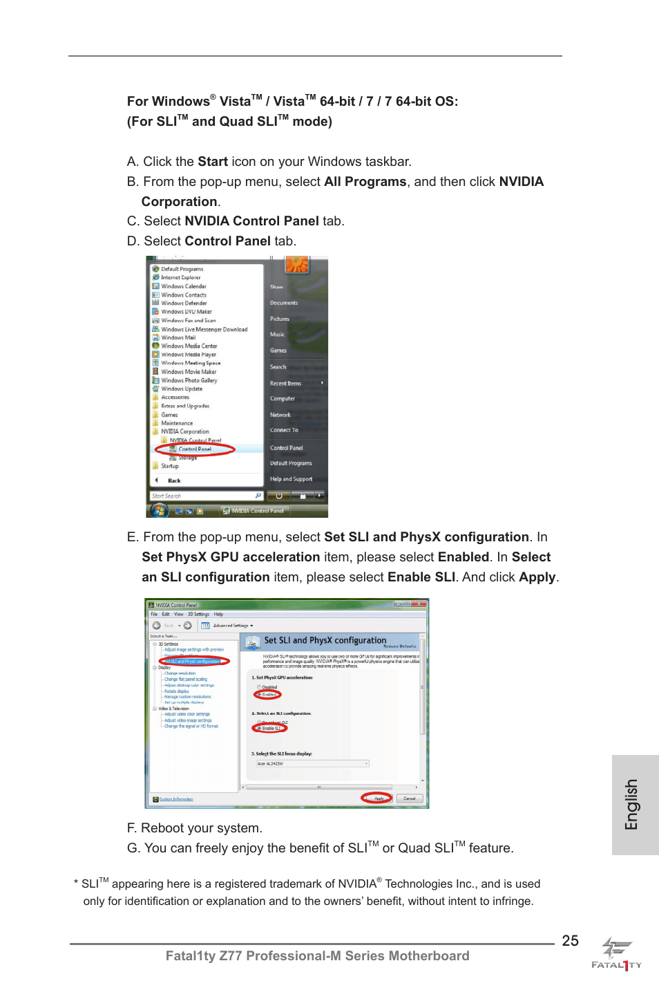 English | ASRock Fatal1ty Z77 Professional-M User Manual | Page 25 / 245