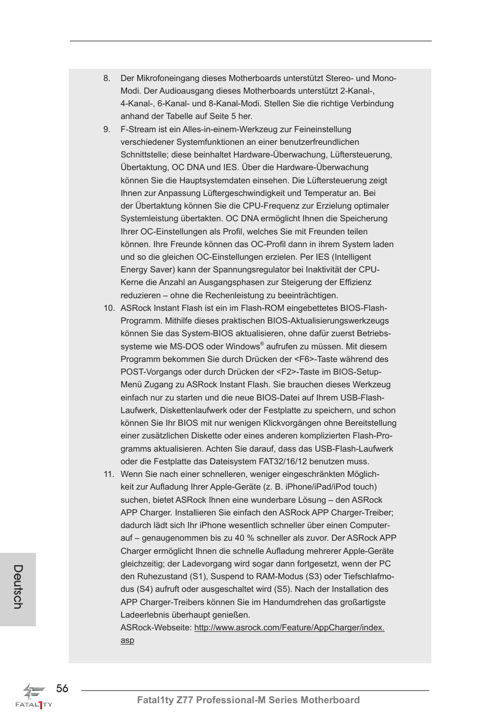 Deutsch | ASRock Fatal1ty Z77 Professional-M User Manual | Page 56 / 245