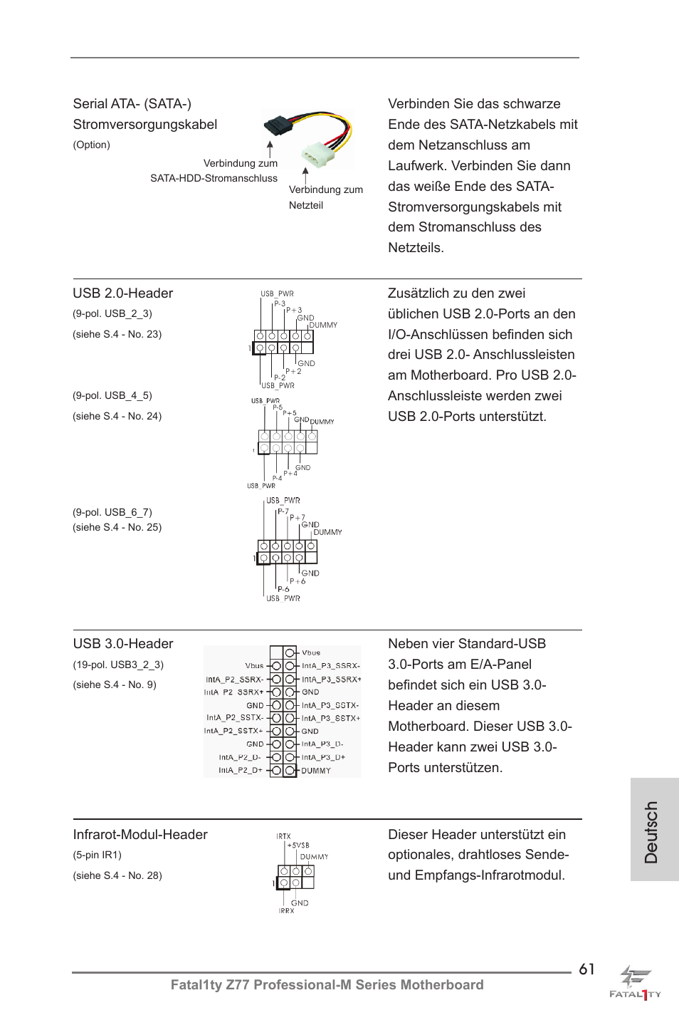 Deutsch | ASRock Fatal1ty Z77 Professional-M User Manual | Page 61 / 245