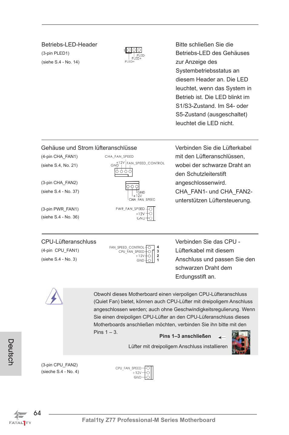 Deutsch | ASRock Fatal1ty Z77 Professional-M User Manual | Page 64 / 245