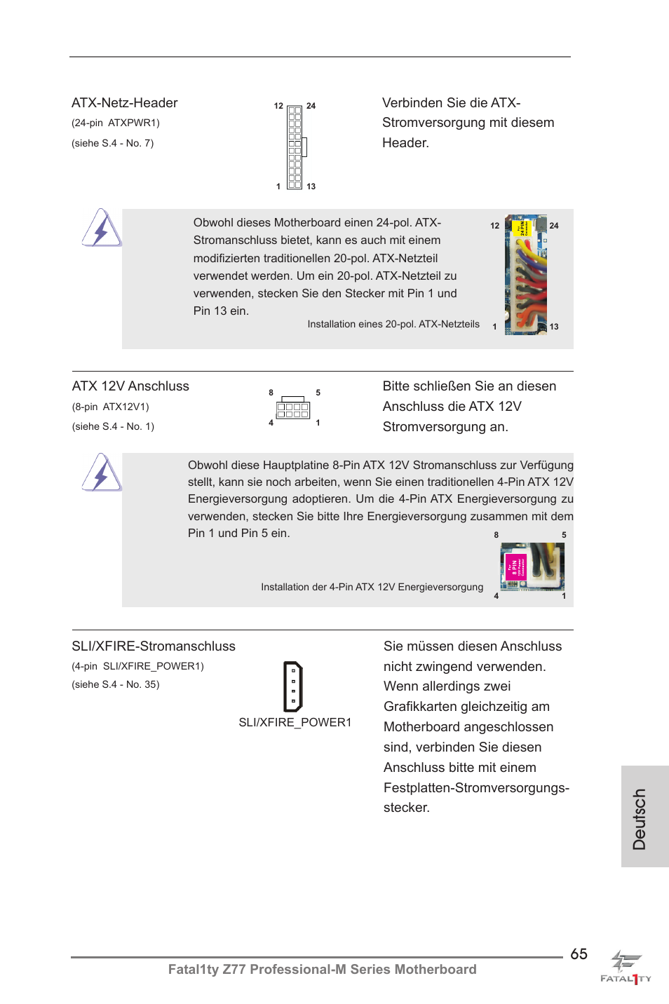 Deutsch | ASRock Fatal1ty Z77 Professional-M User Manual | Page 65 / 245