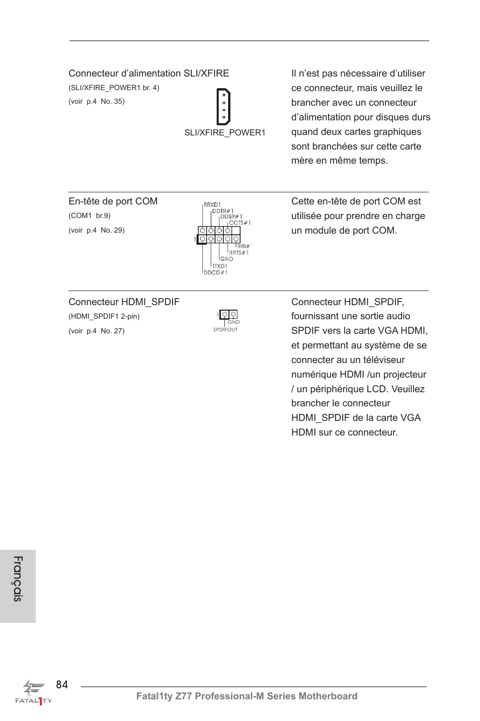 Français | ASRock Fatal1ty Z77 Professional-M User Manual | Page 84 / 245