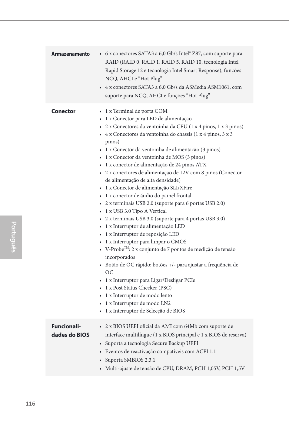 Por tuguês | ASRock Z87 OC Formula__ac User Manual | Page 118 / 224