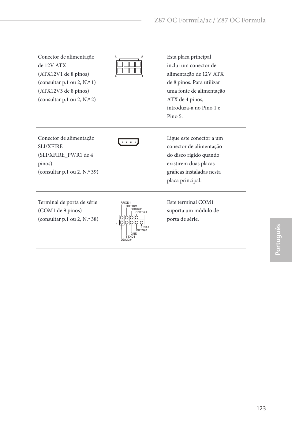 Por tuguês, Z87 oc formula/ac / z87 oc formula | ASRock Z87 OC Formula__ac User Manual | Page 125 / 224