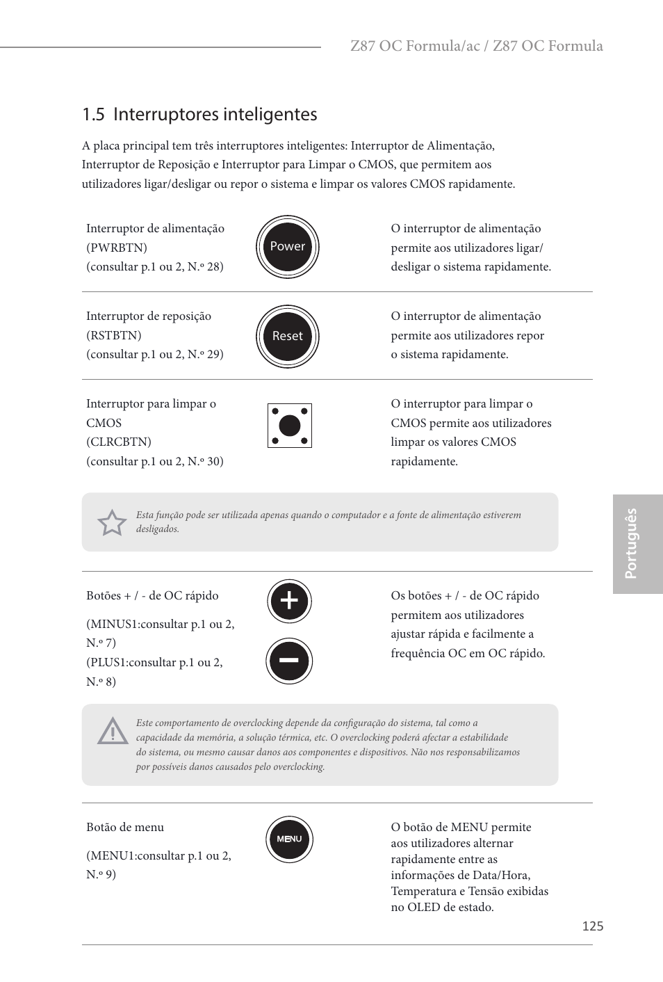 5 interruptores inteligentes | ASRock Z87 OC Formula__ac User Manual | Page 127 / 224