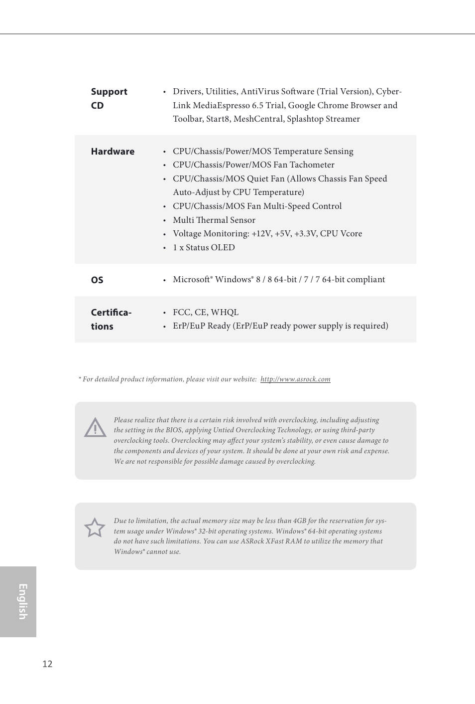 English | ASRock Z87 OC Formula__ac User Manual | Page 14 / 224