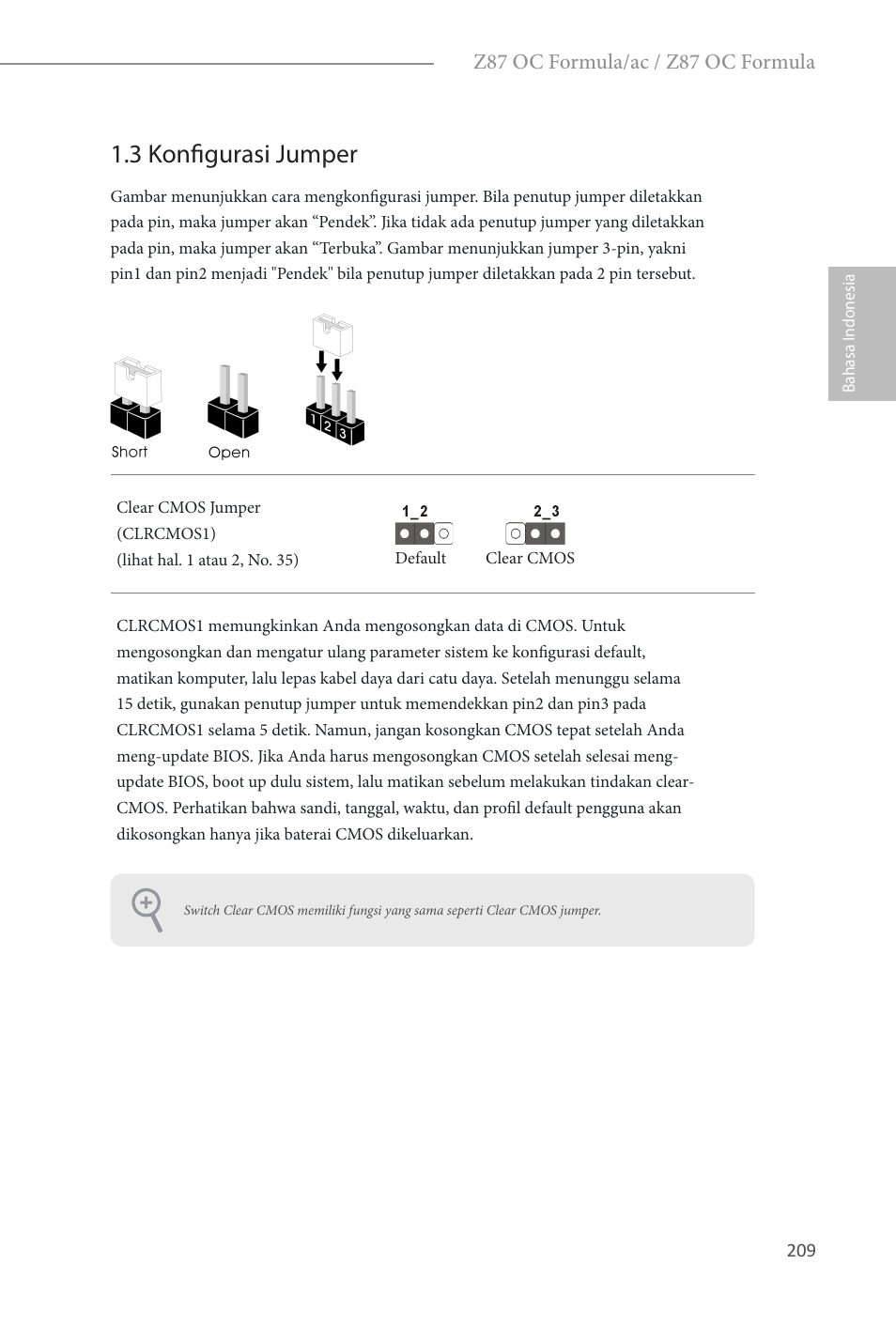 3 konfigurasi jumper, Z87 oc formula/ac / z87 oc formula | ASRock Z87 OC Formula__ac User Manual | Page 211 / 224