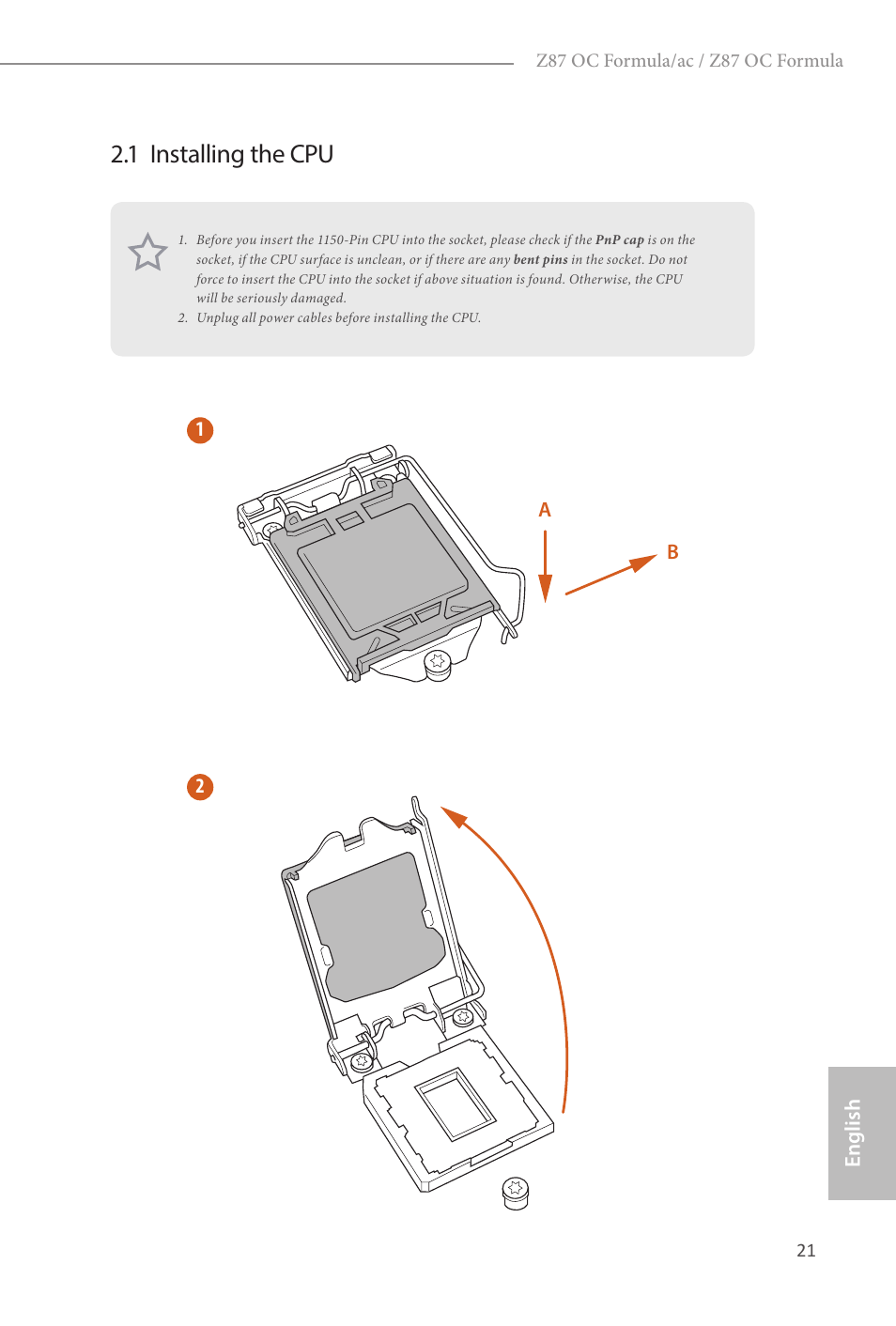 1 installing the cpu | ASRock Z87 OC Formula__ac User Manual | Page 23 / 224